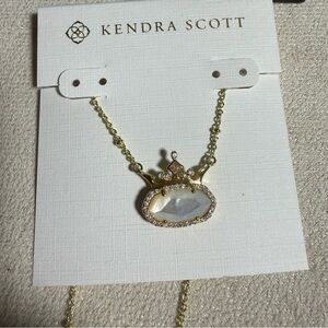 Kendra Scott Gold Necklace with White Crystal Pendant
